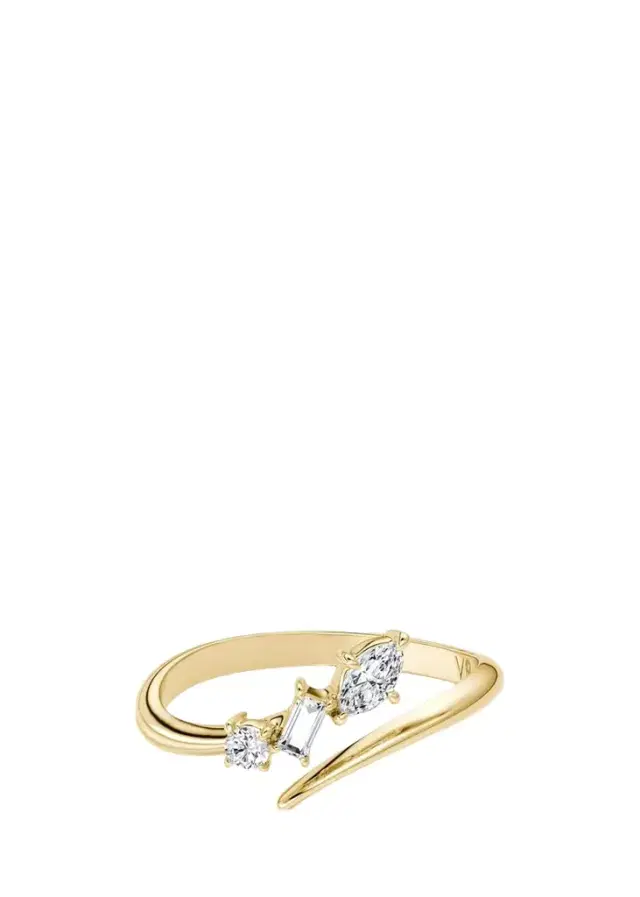 VRAI 14K Yellow Gold Lab-Grown Diamond Orion Bypass Ring, 0.19tcw