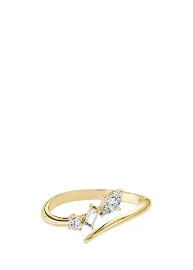 VRAI 14K Yellow Gold Lab-Grown Diamond Orion Bypass Ring, 0.19tcw | Thumbnail 1