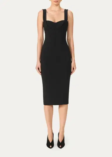 Costarellos Avera Sculpted Crepe Sleeveless Midi Dress | Thumbnail 2