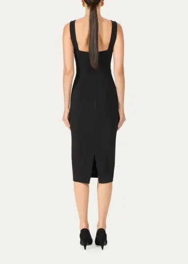 Costarellos Avera Sculpted Crepe Sleeveless Midi Dress | Thumbnail 3