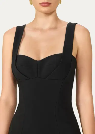 Costarellos Avera Sculpted Crepe Sleeveless Midi Dress | Thumbnail 4