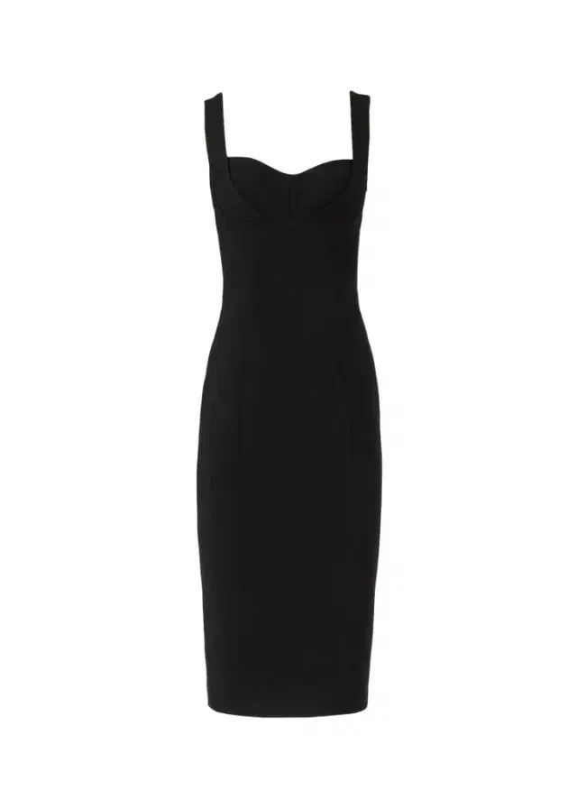 Costarellos Avera Sculpted Crepe Sleeveless Midi Dress