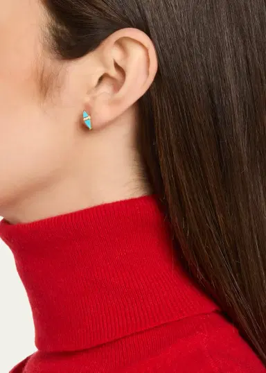 Sorellina 18K Pietra Stud Earrings with Turquoise and Diamonds | Thumbnail 2 Sorellina 18K Pietra Stud Earrings with Turquoise and Diamonds | Thumbnail 2