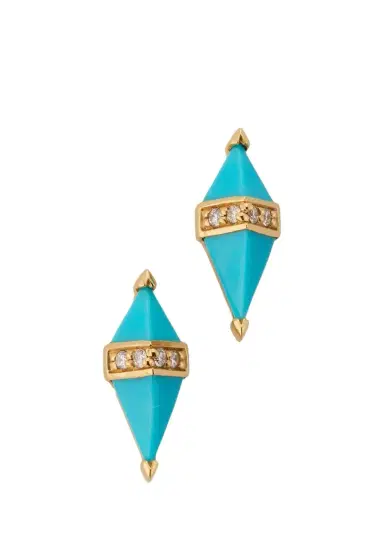 Sorellina 18K Pietra Stud Earrings with Turquoise and Diamonds | Thumbnail 1 Sorellina 18K Pietra Stud Earrings with Turquoise and Diamonds | Thumbnail 1
