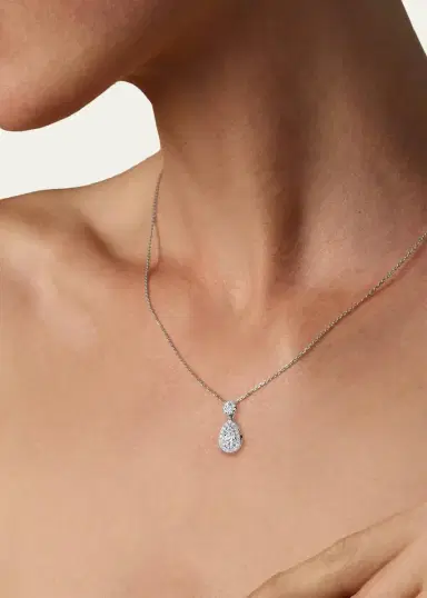VRAI 14K White Gold Lab-Grown Diamond Single Pear Pendant Necklace | Thumbnail 2