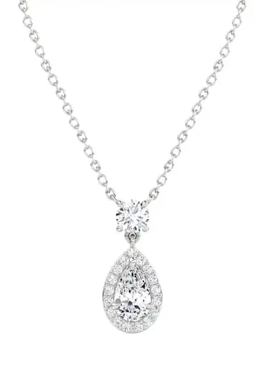 VRAI 14K White Gold Lab-Grown Diamond Single Pear Pendant Necklace | Thumbnail 1