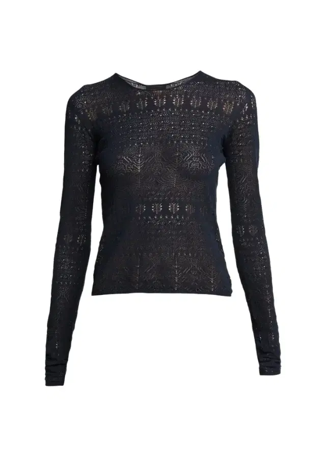 Pointelle-Knit Crewneck Sweater