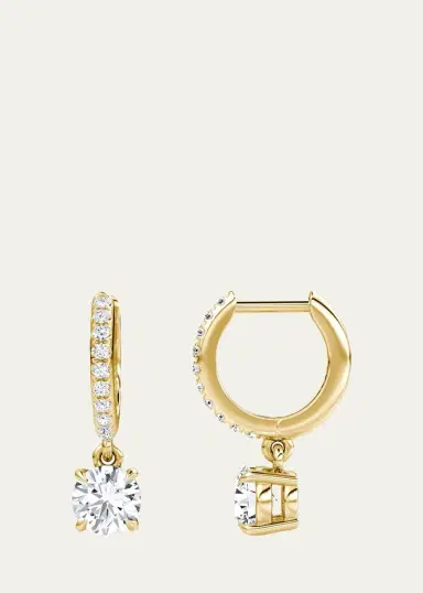 VRAI 14K Yellow Gold Lab-Grown Diamond Solitaire Drop Huggie Earrings | Thumbnail 3