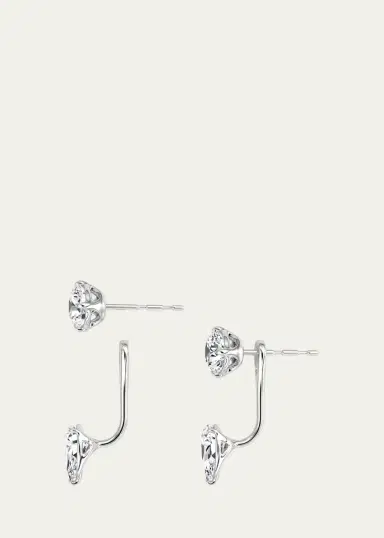 VRAI 14K White Gold Lab-Grown Diamond Solitaire Studs with Earring Jackets | Thumbnail 2