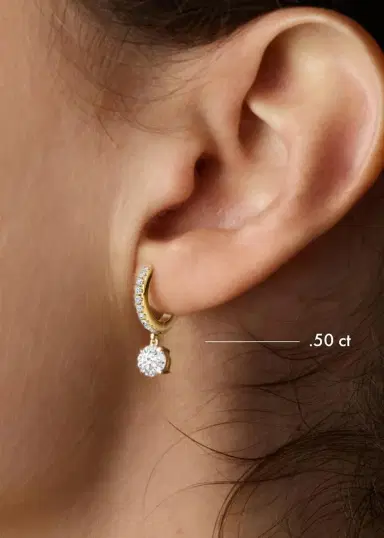 VRAI 14K White Gold Lab-Grown Diamond Solitaire Drop Huggie Earrings | Thumbnail 2