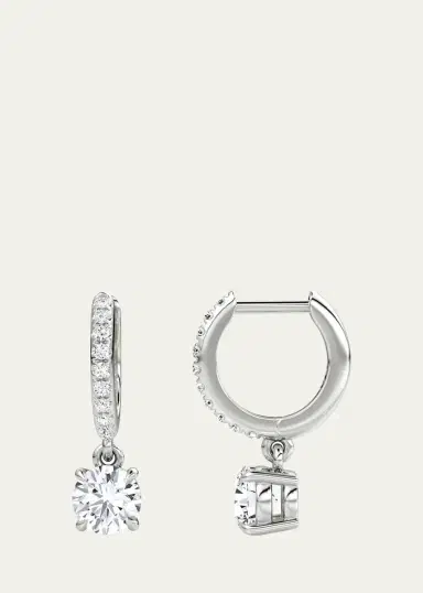 VRAI 14K White Gold Lab-Grown Diamond Solitaire Drop Huggie Earrings | Thumbnail 3