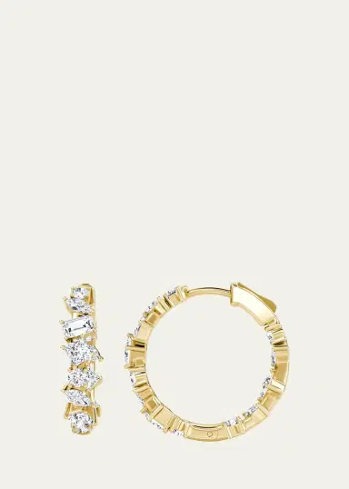 VRAI 14K Yellow Gold Lab-Grown Diamond Mix Shape Hoop Earrings | Thumbnail 3