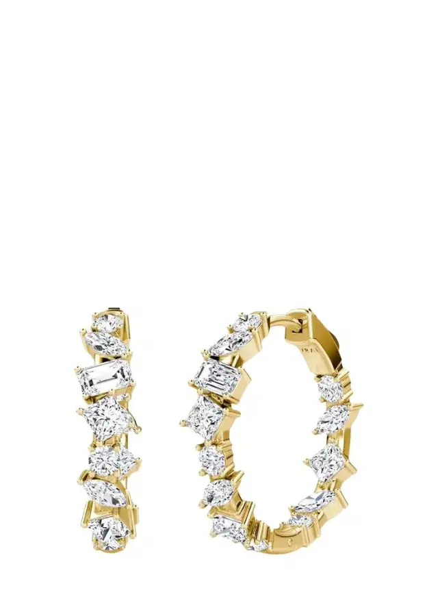 VRAI 14K Yellow Gold Lab-Grown Diamond Mix Shape Hoop Earrings