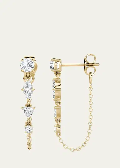 VRAI 14K Yellow Gold Lab-Grown Diamond Mixed Shape Chain Earrings | Thumbnail 2
