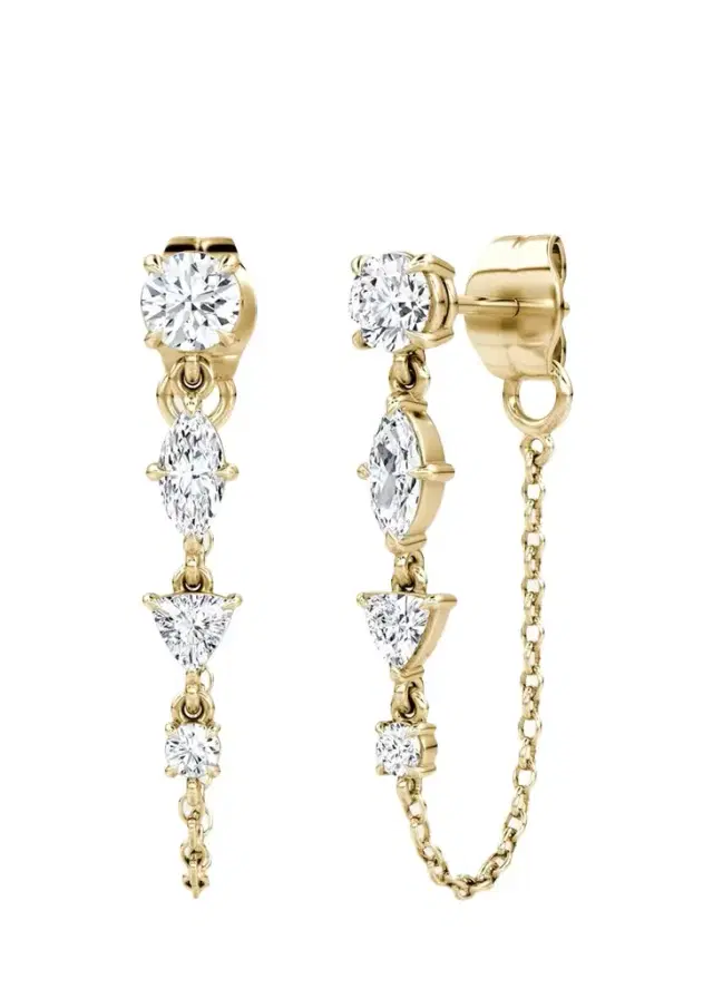 VRAI 14K Yellow Gold Lab-Grown Diamond Mixed Shape Chain Earrings