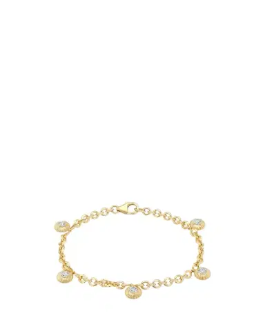 Lizzie Mandler Fine Jewelry 18K Yellow Gold Micro Chain Bracelet with Fluted Button Fringe | Thumbnail 1