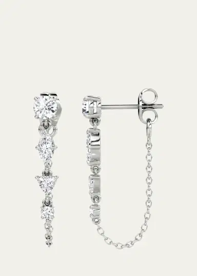 VRAI 14K White Gold Lab-Grown Diamond Mixed Shape Chain Earrings | Thumbnail 2