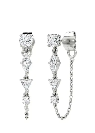 VRAI 14K White Gold Lab-Grown Diamond Mixed Shape Chain Earrings | Thumbnail 1