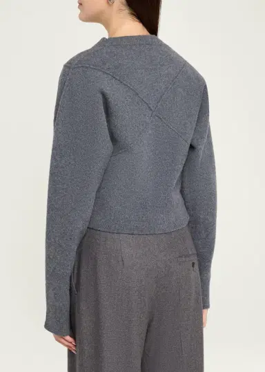 Jason Wu Collection Sculptural Merino Wool Crop V-Neck Cardigan | Thumbnail 3