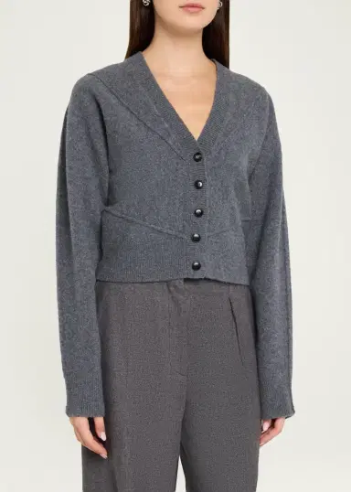 Jason Wu Collection Sculptural Merino Wool Crop V-Neck Cardigan | Thumbnail 4
