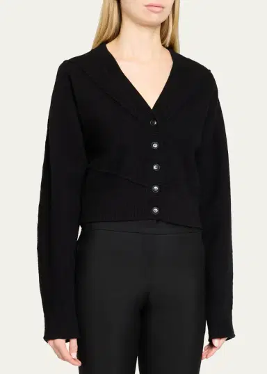 Jason Wu Collection Sculptural Merino Wool Crop V-Neck Cardigan | Thumbnail 8