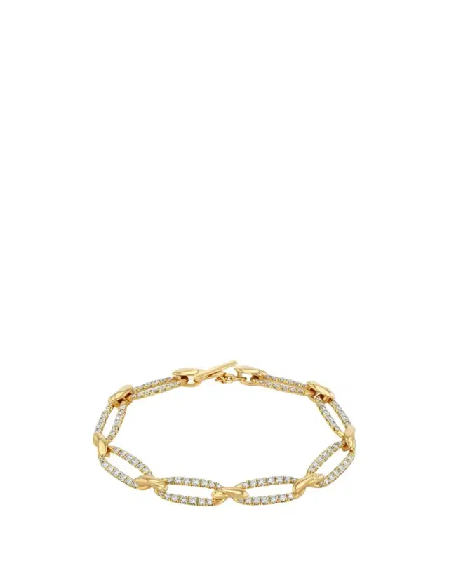 Lizzie Mandler Fine Jewelry Love Knot 18K Yellow Gold Diamond Pave Flat Link Bracelet