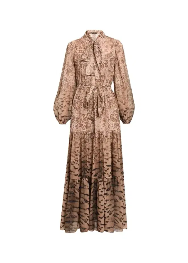 Kobi Halperin Oak Tiered Mixed-Print Maxi Dress