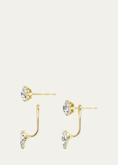 VRAI 14K Yellow Gold Lab-Grown Diamond Solitaire Studs with Earring Jackets | Thumbnail 2