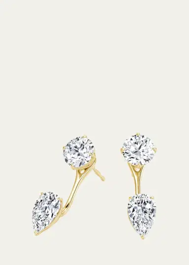 VRAI 14K Yellow Gold Lab-Grown Diamond Solitaire Studs with Earring Jackets | Thumbnail 3