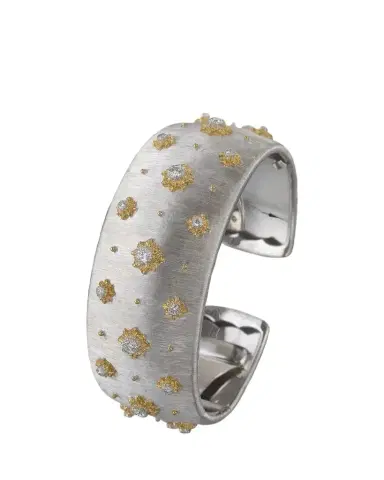 Buccellati Macri 18K White and Yellow Gold Cuff Bracelet with Diamonds | Thumbnail 1