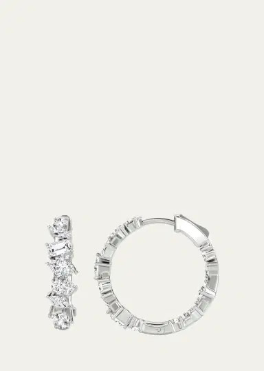 VRAI 14K White Gold Lab-Grown Diamond Mix Shape Hoop Earrings | Thumbnail 3