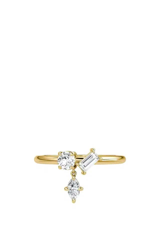 VRAI 14K Yellow Gold Lab-Grown Diamond Falling Star Ring, Size 6