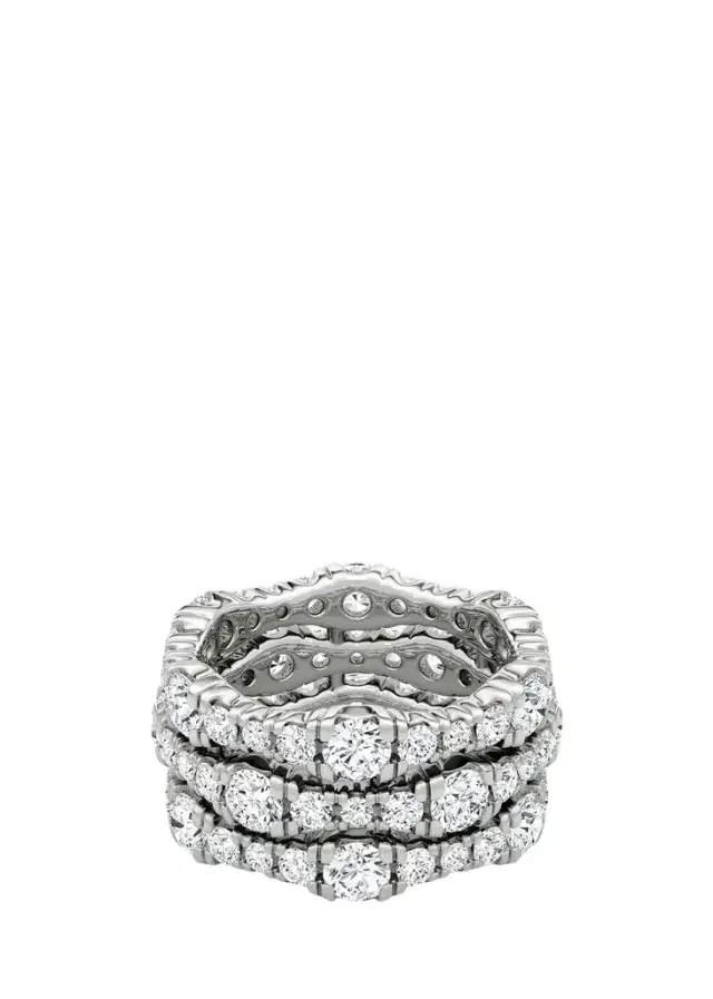 VRAI 14K White Gold Lab-Grown Diamond Multi-Row Ring, Size 7