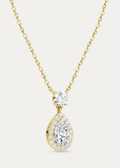 VRAI 14K Yellow Gold Lab-Grown Diamond Single Pear Pendant Necklace | Thumbnail 2