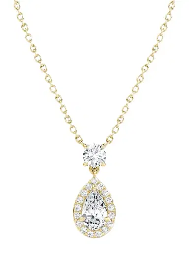 VRAI 14K Yellow Gold Lab-Grown Diamond Single Pear Pendant Necklace | Thumbnail 1