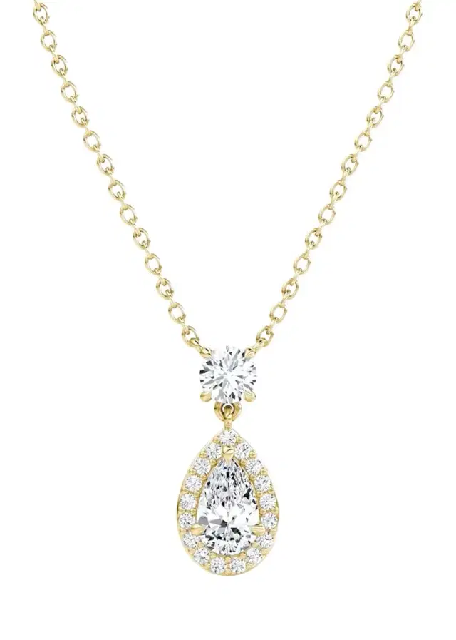 VRAI 14K Yellow Gold Lab-Grown Diamond Single Pear Pendant Necklace