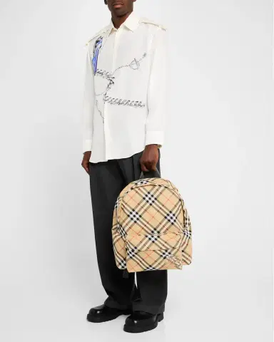Burberry Men's Essential Check Backpack | Thumbnail 2