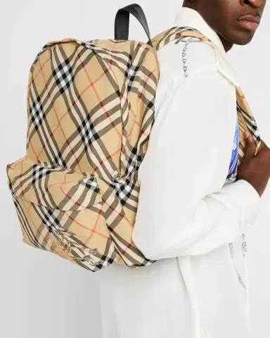 Burberry Men's Essential Check Backpack | Thumbnail 4