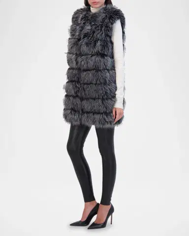 THEIA Fox-Like Faux Fur Vest | Thumbnail 3