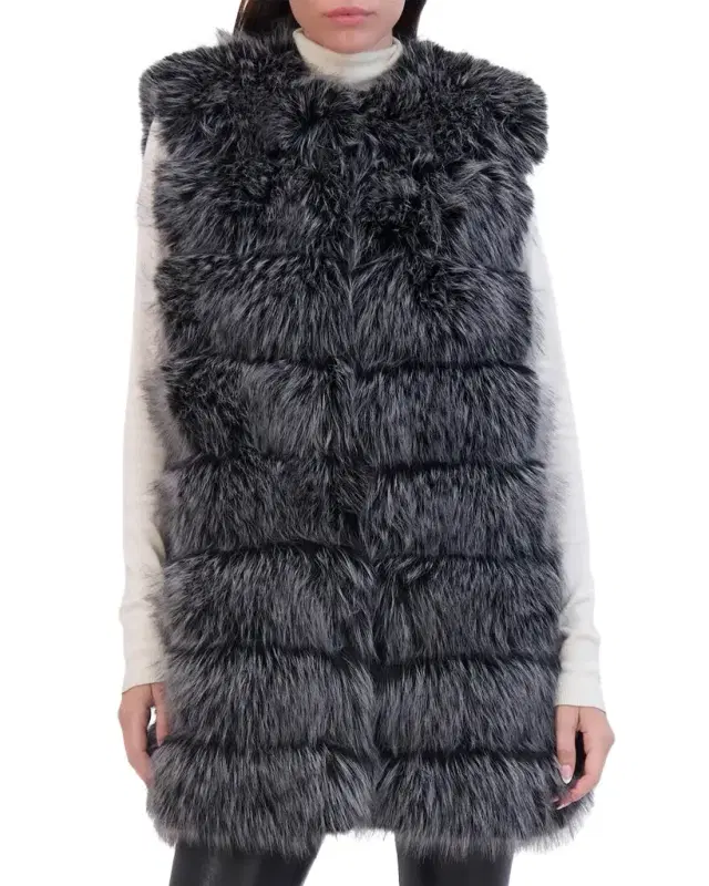 THEIA Fox-Like Faux Fur Vest