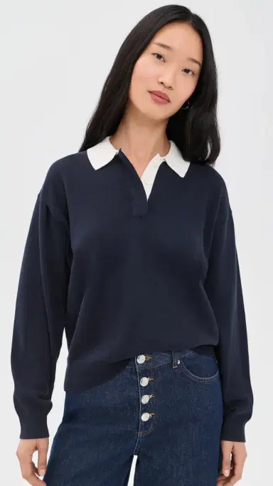 Alex Mill Bond Street Cashmere Polo Top | Thumbnail 2 Alex Mill Bond Street Cashmere Polo Top | Thumbnail 2
