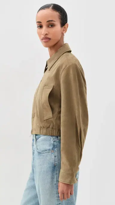 AGOLDE Nahla Cropped Goatskin Suede Jacket | Thumbnail 4