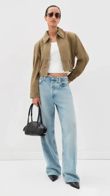 AGOLDE Nahla Cropped Goatskin Suede Jacket | Thumbnail 5