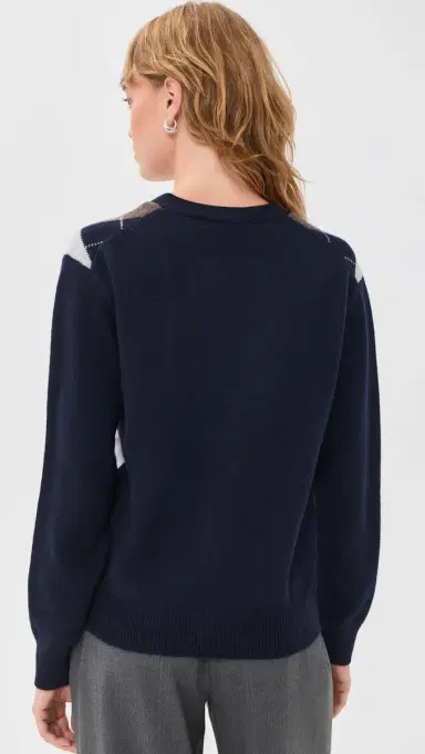 Dunst V-Neck Argyle Cardigan Navy L | Thumbnail 3