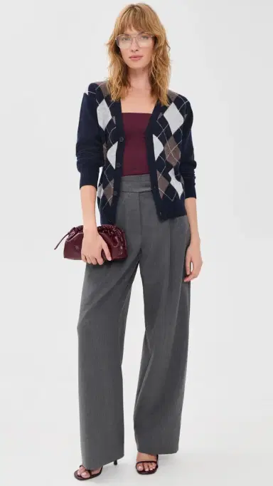 Dunst V-Neck Argyle Cardigan Navy L | Thumbnail 5