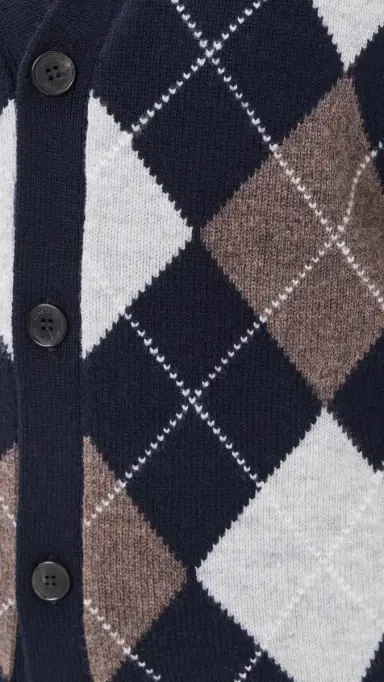 Dunst V-Neck Argyle Cardigan Navy L | Thumbnail 6