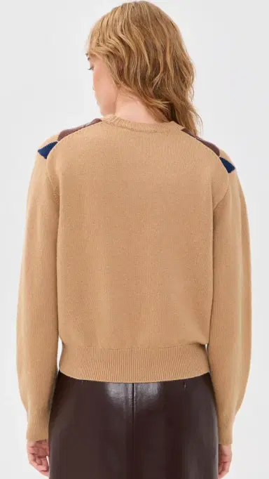 Dunst Argyle Crew Neck Sweater Camel Beige S | Thumbnail 3