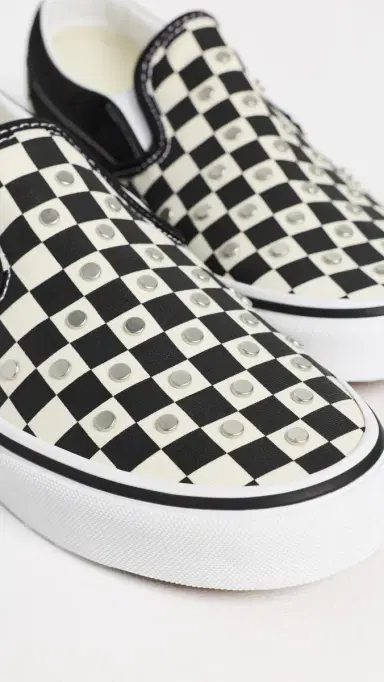Vans Classic Slip On Unisex Sneakers Checkerboard Studs Black M 11 | Thumbnail 6