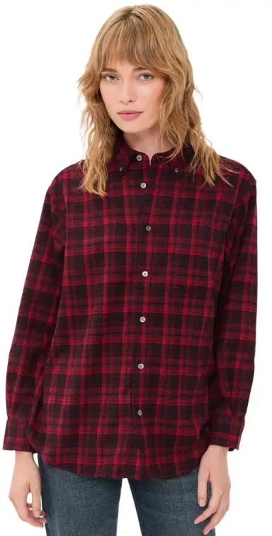Dunst Checked Flannel Button Down Shirt Red M | Thumbnail 1