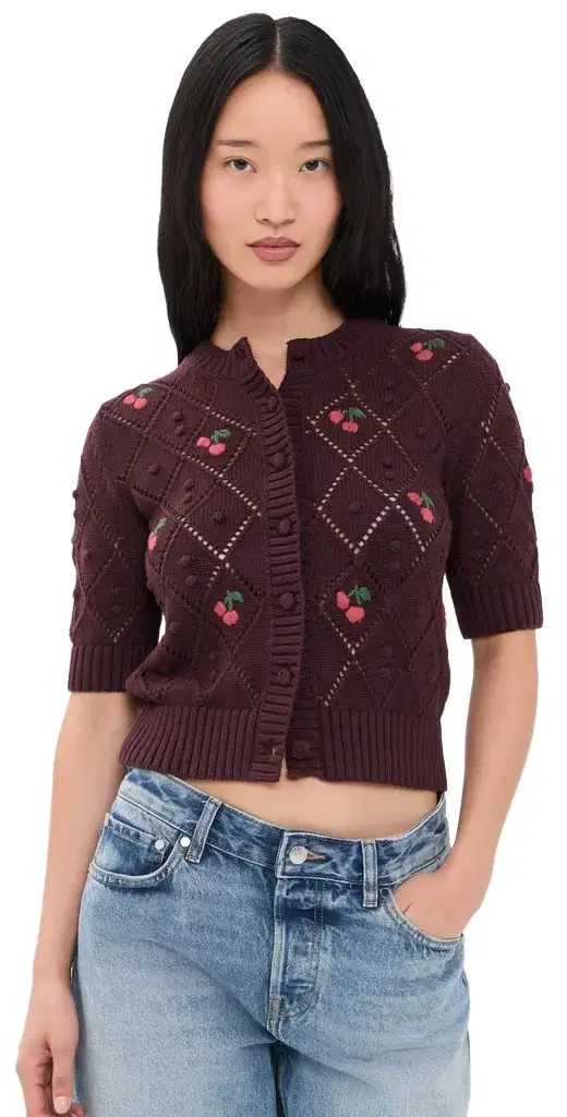 Madewell Embroidered Bauble Pointelle Stitch Cardigan
